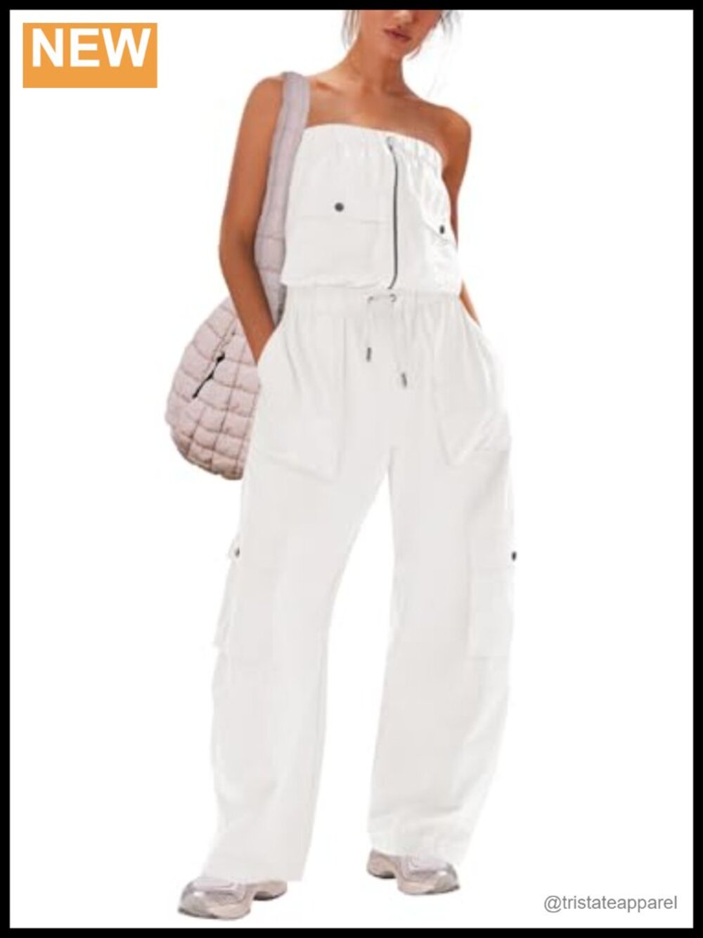Panadila Women's Wide Leg Jumpsuit Strapless Cargo Romper Off Shoulder